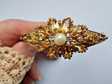 9ct Gold, Citrine, pearl and diamond bangle 16.4grams.