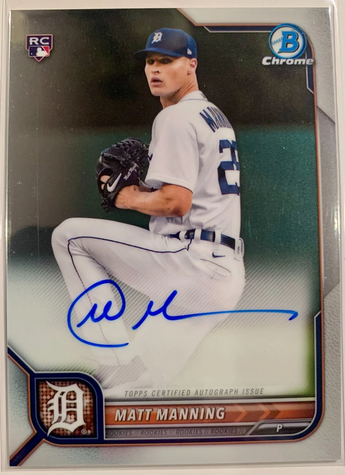 2022 Matt Manning Bowman Chrome Auto #CRA-MM Rookie RC Detroit Tigers