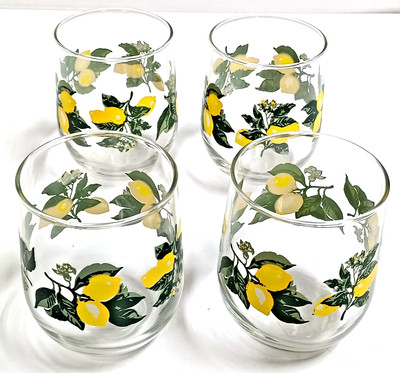 Royal Norfolk Vibrant Lemon Double Old Fashioned 4-1/2'' Glassware Juice Set of 4