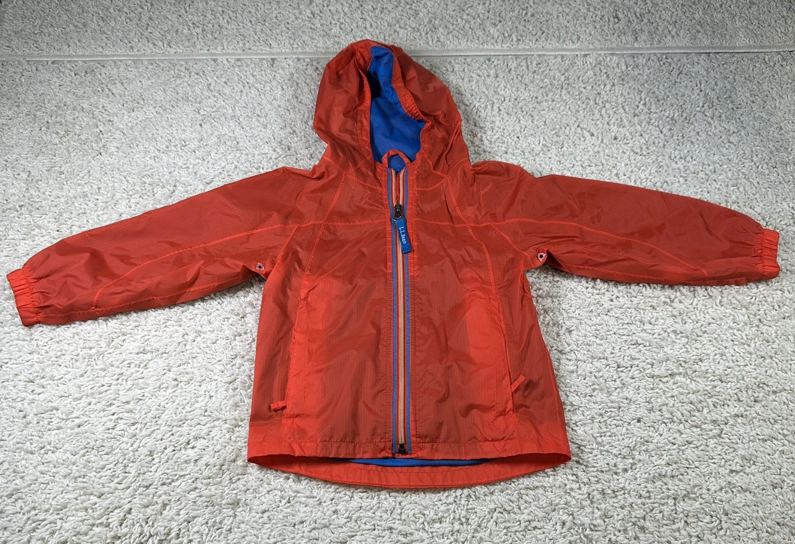 L.L. Bean Toddlers Rain And Wind Windbreaker Orange Sz 4T