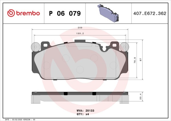 Brembo Bremsbelagsatz Scheibenbremse Prime P 06 079 FüR BMW F87 F06 F13 F22 F10-image