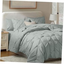 Comforter Set 7 Piece - Pintuck Cal King Comforter California King Sage Green