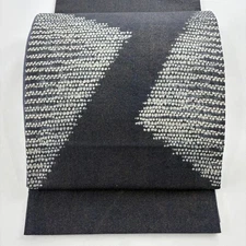 Japanese Silk Fukuro obi Navy blue Geometric pattern Stripe Good Excellent 46710