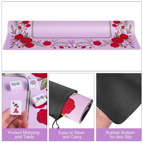 Large Printed Mahjong Mat (33”x 33”) with Black Carrying Bag, Anti-Slip, Nois... - Picture 5 of 7