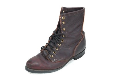 Vintage PD Tuff Boots Womens red-Brown Oiled Western Kilties Stacked USA 8.5 M