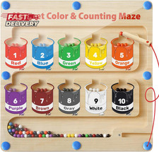 Magnetic Color and Number Maze, Montessori Toys for 3 Year Old, Wooden Magnet B