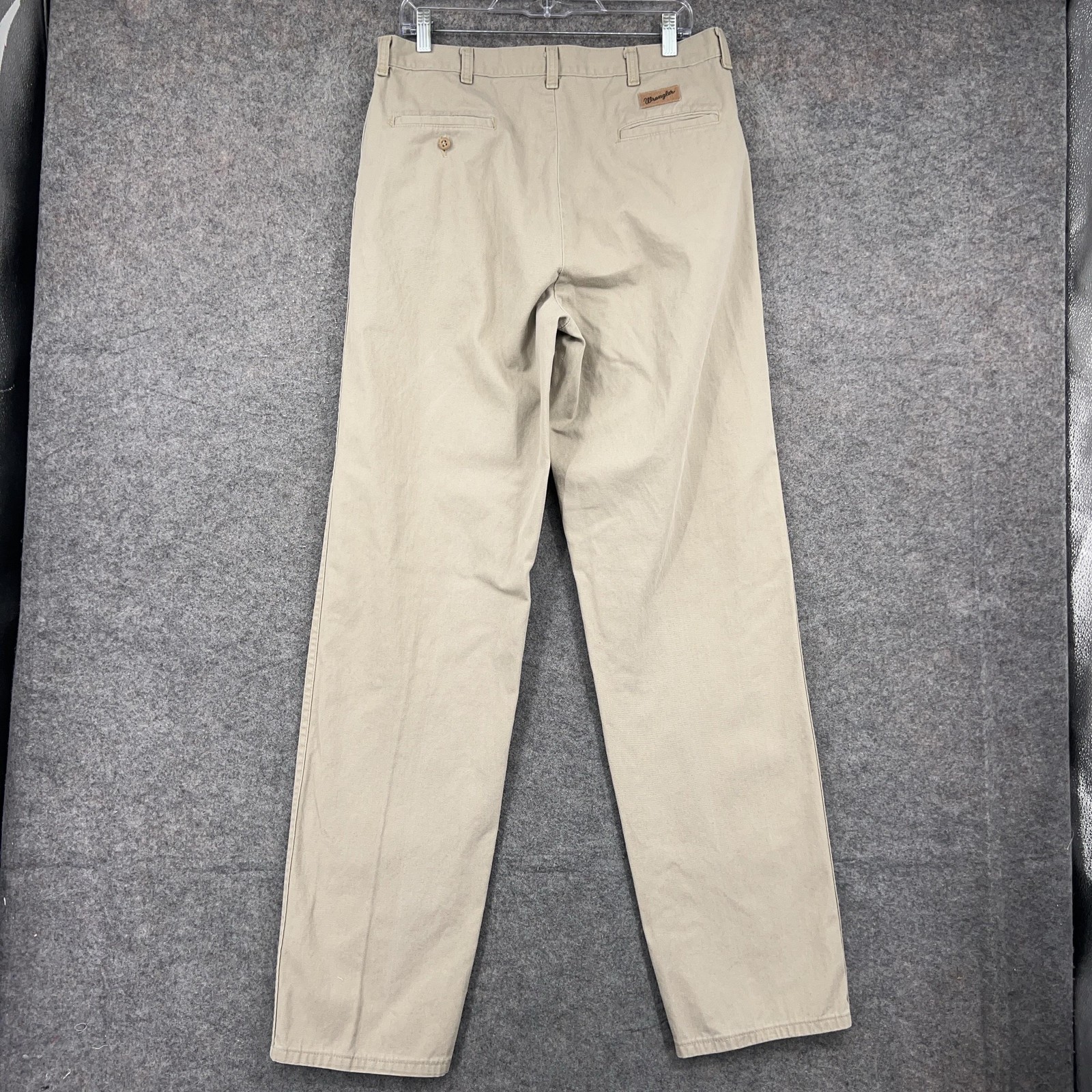 Wrangler Pants Mens 34x36 Beige Pleated Relaxed Fit Khaki Chino USA Cotton thumbnail 9