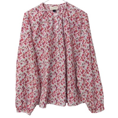 Universal Thread Fall Floral Blouse Women Long Sleeve 2/3 Button Front Large