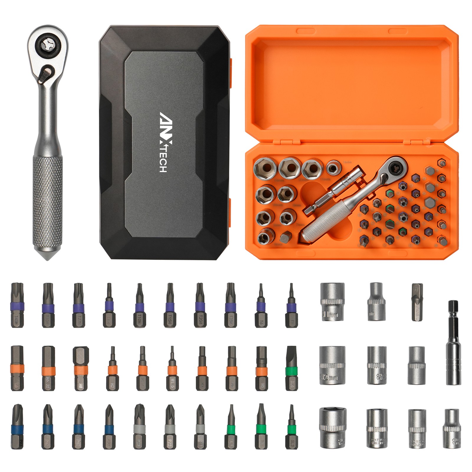 ANXTECH 42IN1 Ratchet Wrench Set Repair Tool Kit Wrench S2 Bits Mechanics Tools