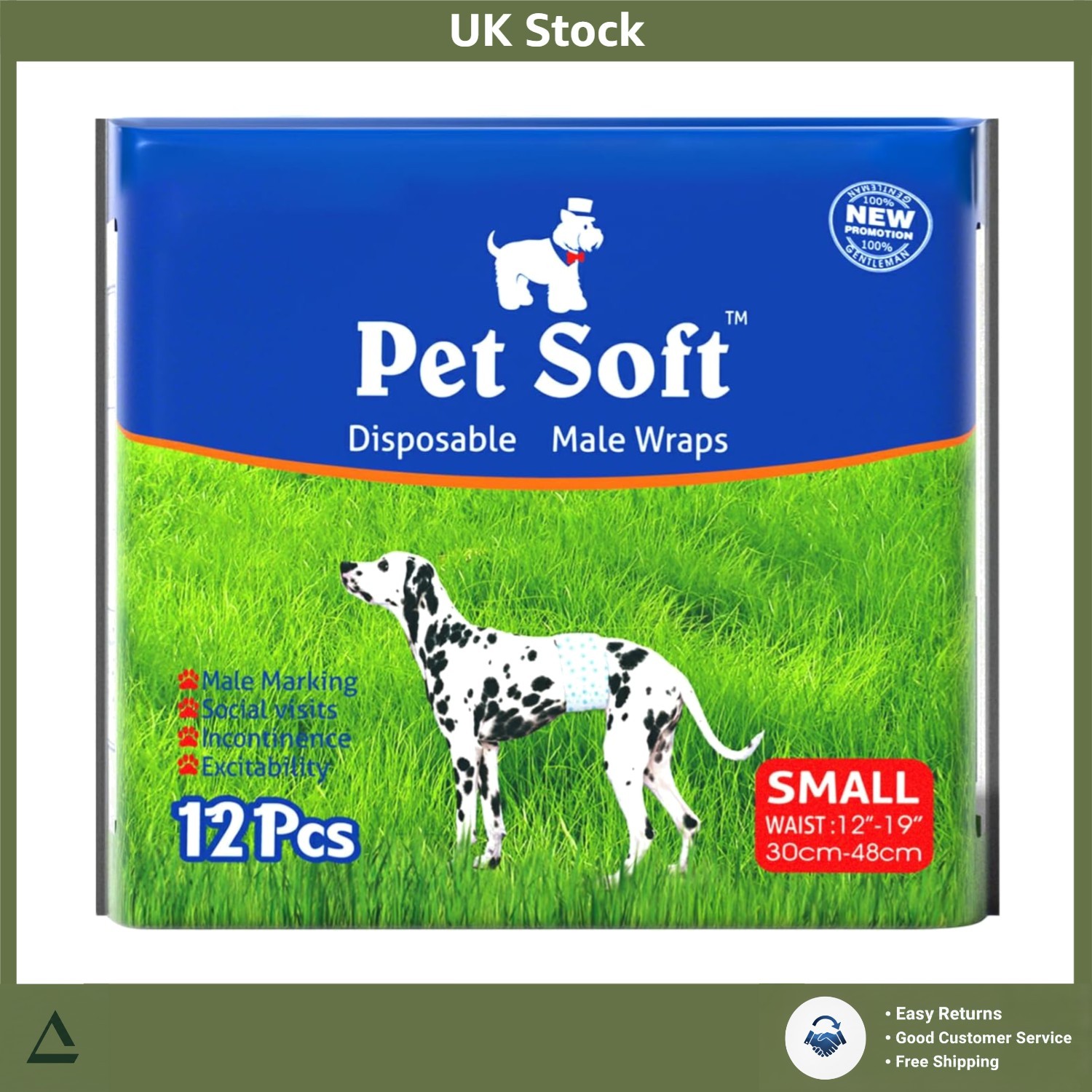 Super Absorbent Male Dog Nappies Disposable Diapers Wraps Small 12 Count