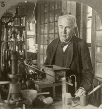 Keystone Stereoview Thomas Edison in his Lab From History 100 Card Set #H75 LC