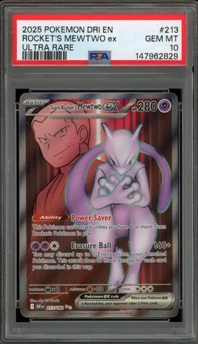 Pokemon Team Rocket's Mewtwo ex Destined Rivals Ultra Rare #213 PSA 10 Gem Mint