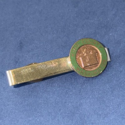 Vintage King County Washington Seal Tie Clip Bar Mens Gold Tone Enamel