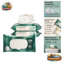 Gentle Flushable Wipes for Sensitive Skin - 126 Count, Plant-Based  Septic Safe