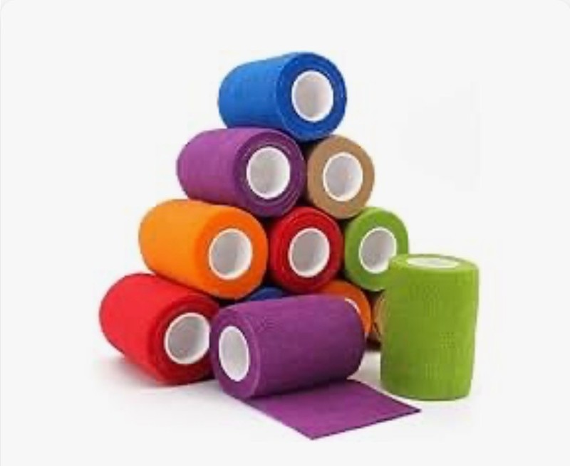 multi color Coban self adhesive wrap 12 rolls, Breathable 3" woven cohesive