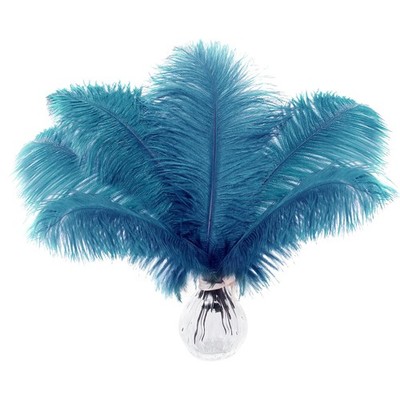 15 PCS Turquoise Decorative Ostrich Feathers 10-12 Inch Wedding Centerpiece