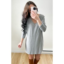 Boohoo Gray 3/4 Sleeve Casual Tee Shirt Mini Dress sz S/M