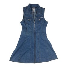 Vintage Denim mini dress juniors 5/6 small true blue zip sleeveless