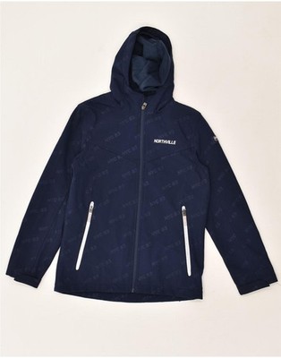 VINTAGE Jungen Regenjacke mit Kapuze 11-12 Jahre dunkelblau Polyester BD01