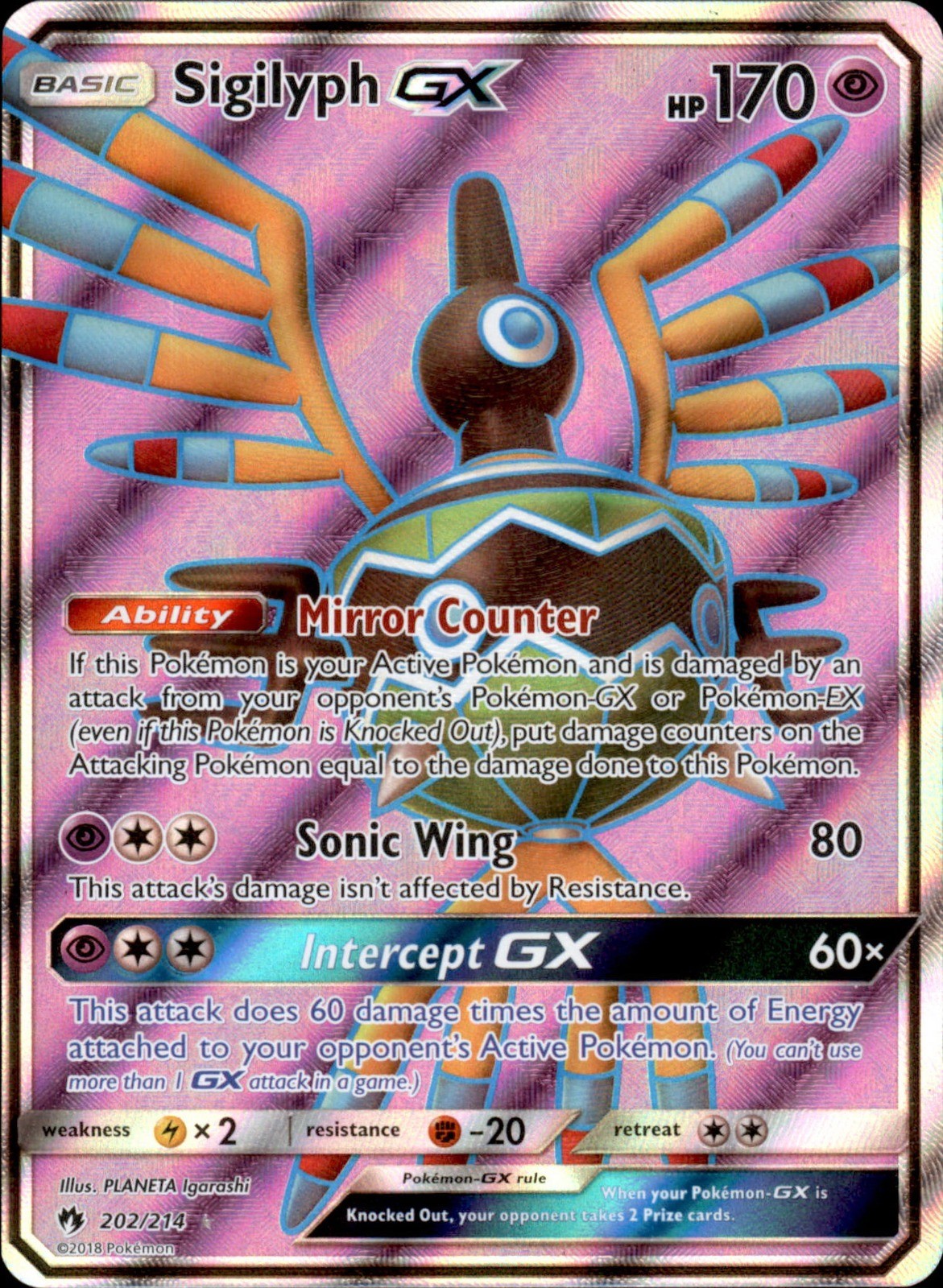 Sigilyph GX 202/214 Full Art Holo - Pokemon SM - Lost Thunder - LP
