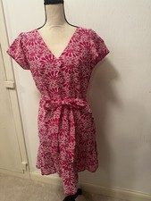Ann Taylor Loft Pink Embroidered Lined Dress Size 10 
