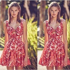 Alexis Ilda Floral Knotted Cut Out Sweetheart Mini Dress Sz Small