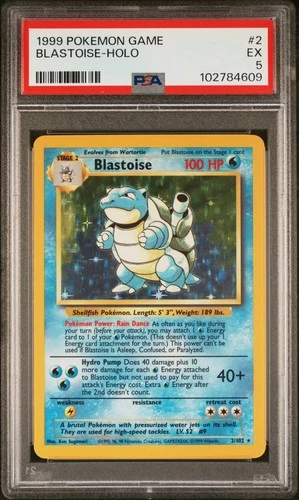 1999 POKEMON BASE SET UNLIMITED #2 BLASTOISE-HOLO PSA 5