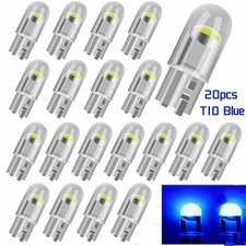 20pcs Led T10 194 168 W5w Car Trunk Interior Map License Plate Light Bulb Blue