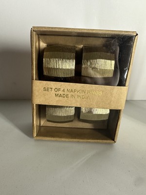 Gold Colored Napkin Rings set of 4 Made in India Dinner Party Napkin Rings 