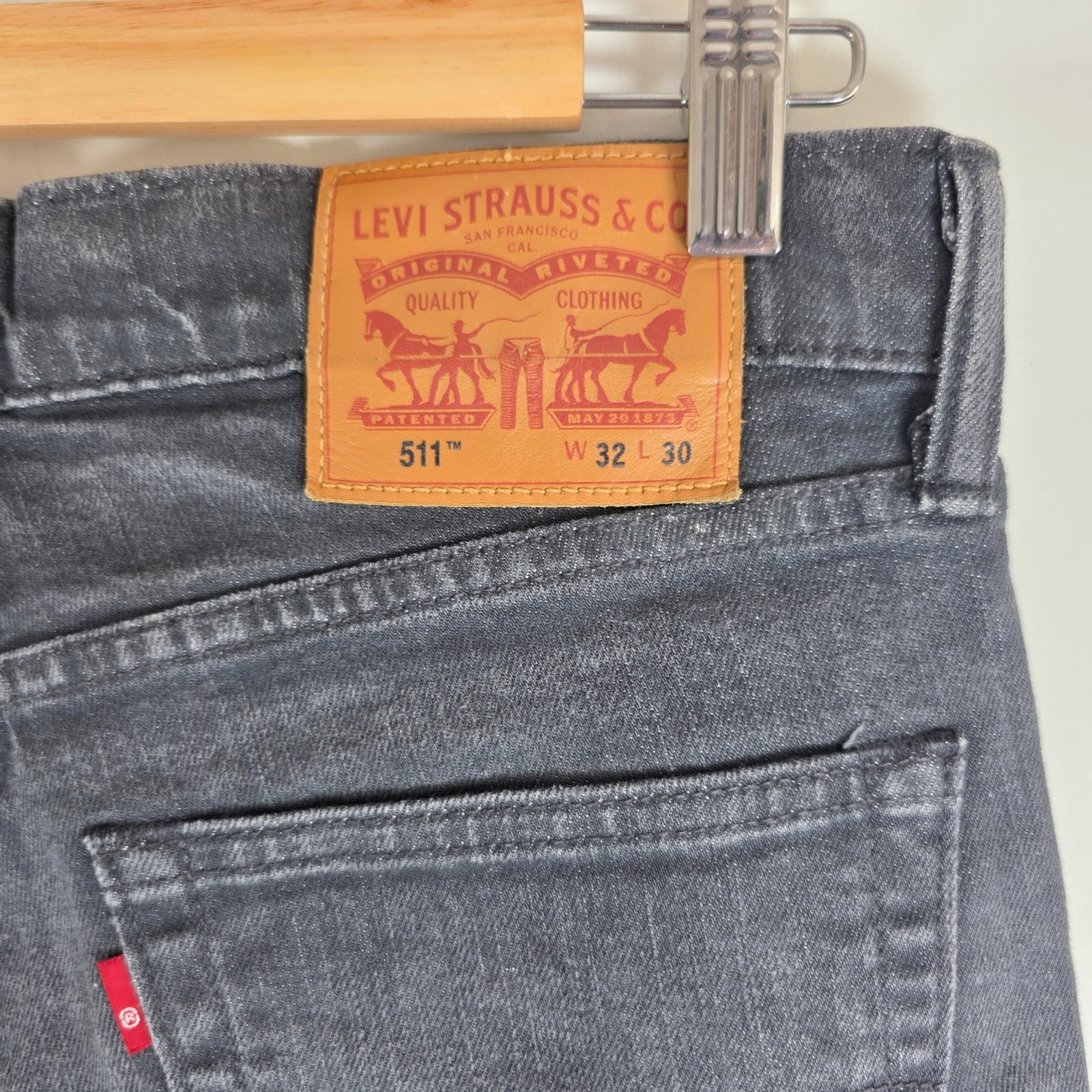 Levi’s 511 Slim Fit Jeans Grey W32 L30 Men’s Stretch Denim Casual image 3