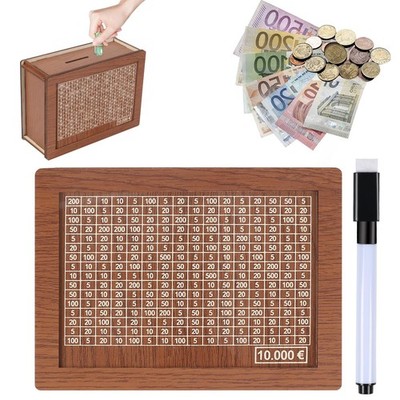 Wooden Money Box, Tan Money Box, Money Box with Numbers Ticking, Money Box with...