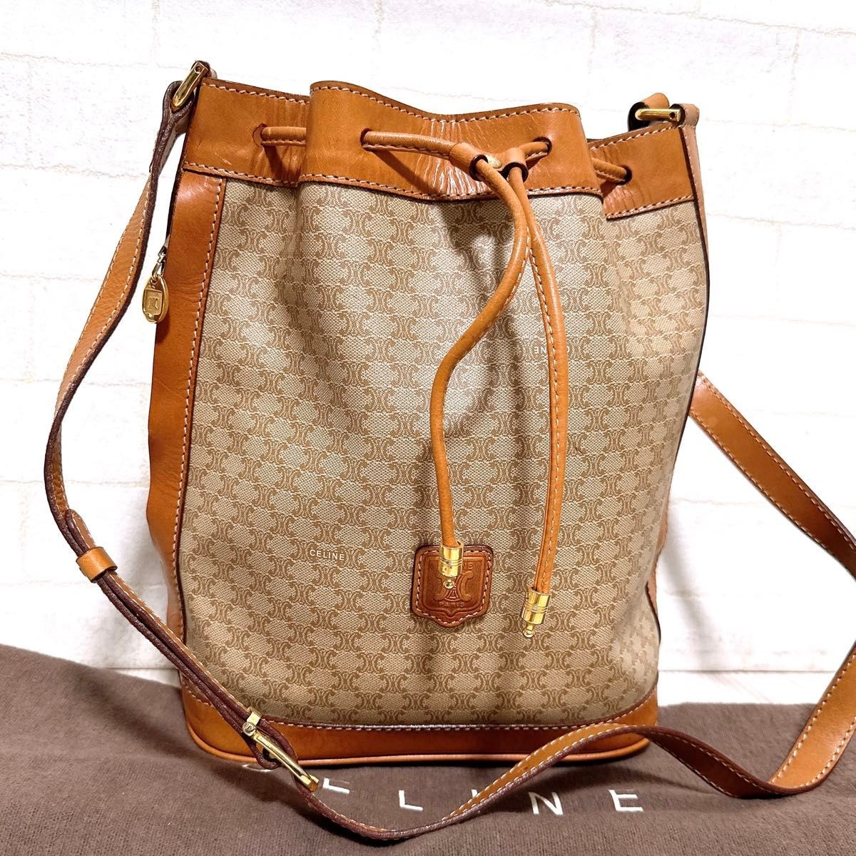 CELINE Macadam Pattern PVC Drawstring Shoulder Ba… - image 1