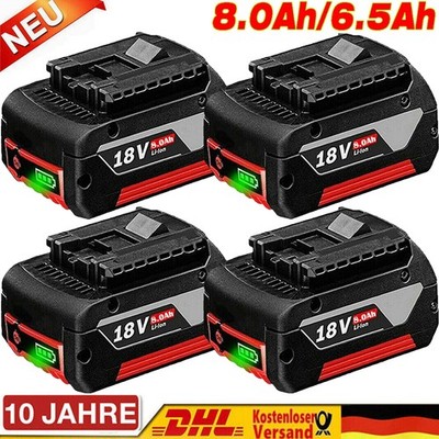 4X 8,0Ah Für Bosch Original 18 Volt BAT618 BAT609 Professional Akku 6,5Ah GSR