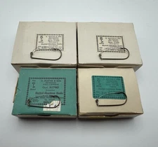 4 Boxes Of Vintage Mustad Aberdeen Hooks, Eyed, Shank Bent Down, W/Weed Guards