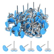 80Pcs Upholstery Tacks, 11 x 17mm Heart Cap Black Thumb Tacks, Blue