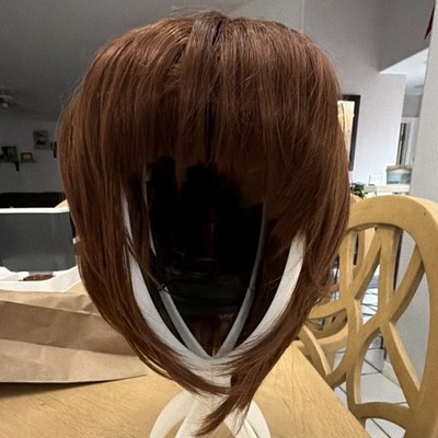 Auburn Synthetic Straight Layered Bob Wig Classic Cap Adjustable Strap