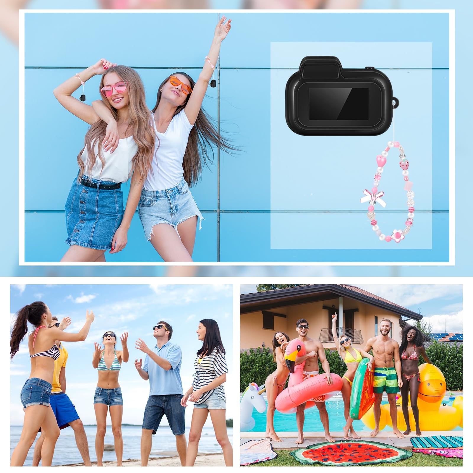 Relaxweex 16GB Mini Keychain Camera Easter Egg Hunt Stuffers with Pink Charm ...