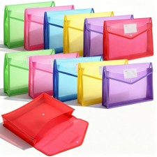12 Pcs Plastic Expanding File Folder, Folders for Documents with Snap Closure...