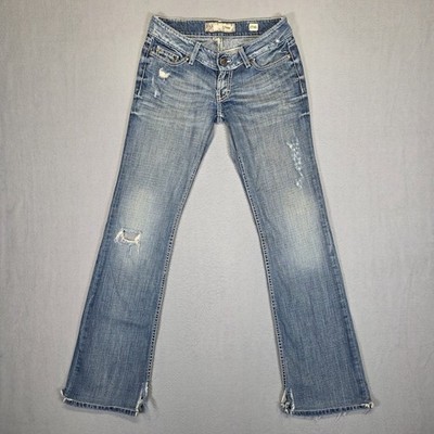 BKE Buckle Jeans Womens 27 Hemmed Blue Stella Slim Boot Cut Stretch Distressed