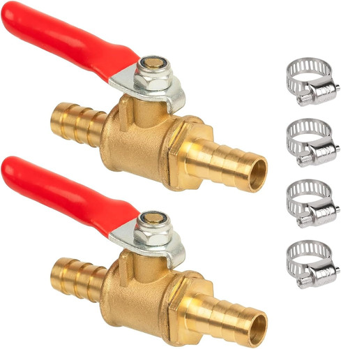 5/16" Barbed Shut off Ball Valve, Brass Hose Barb Fitting for Air, Gas, Fuel,Oil
