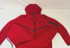 Nike Tech Fleece Track Suit Size XL Candy Apple Red Jacket and Pants Set Mens