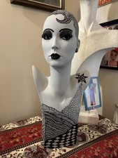 Hand painted Mannequin head and shoulder. Inspired by Madge Gills Work.