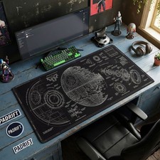 Death Star Blueprint XL Gaming Mouse Pad, Star Wars Desk Mat