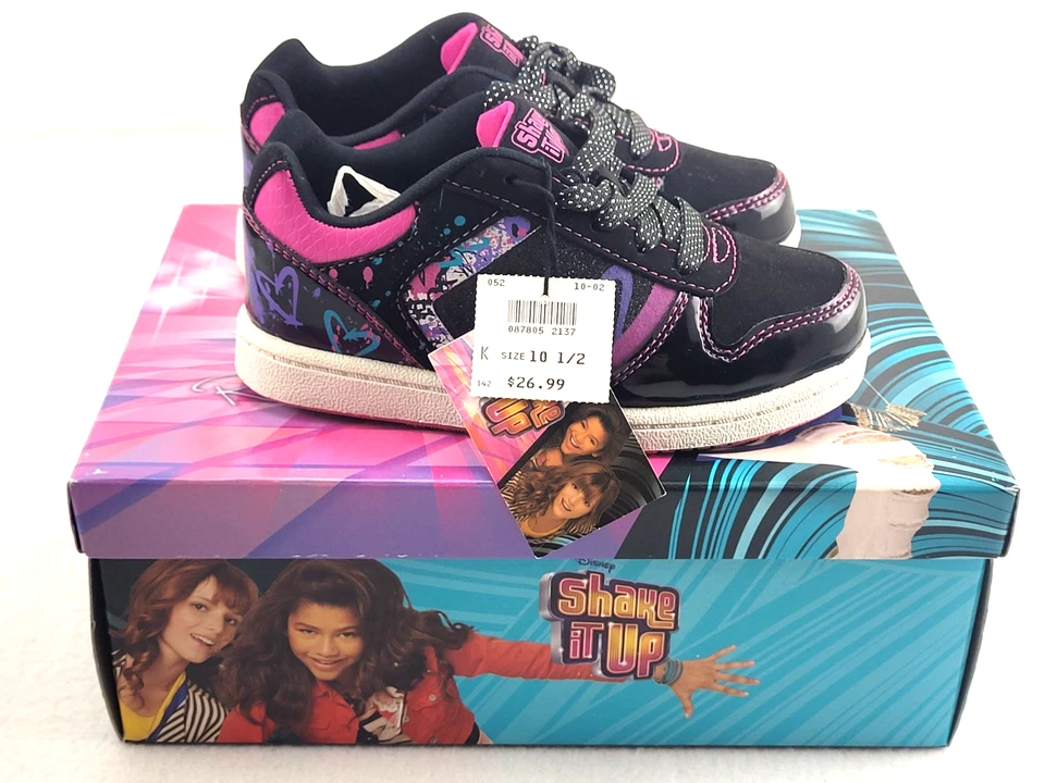 Disney Shake It Up Rocky & CeCe Girls Sneakers Black Court Pre-School Kids 10.5 - Image 2 of 4