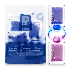 [50 Pk] 5 Gram" Dry & Dry" Premium Blue Indicating Silica Gel Packets - Reusable