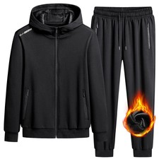 2023 Men Fleece Hooded Casual Sports Tracksuit Sets Man Sportswear Joggers Suits