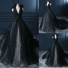Gothic Wedding Dresses Black And White Halter Neck Backless A Line Bridal Gowns