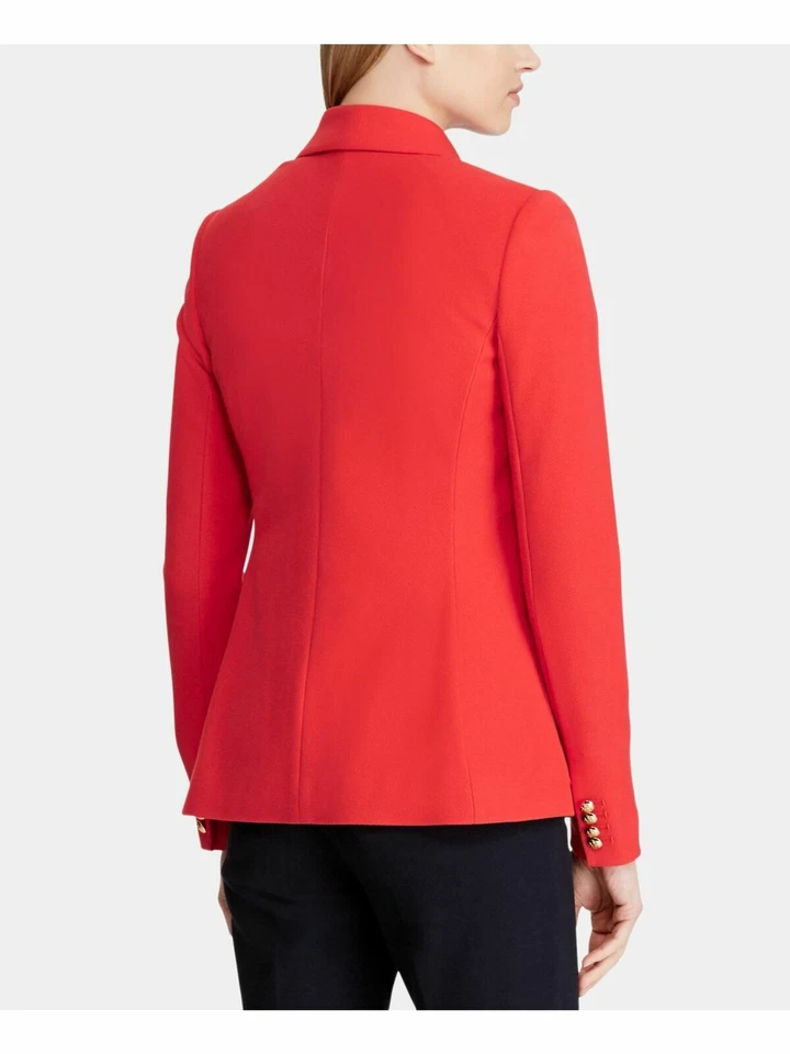 Chaqueta Blazer Ralph Lauren Texturizada Tejido Algodón Rojo Dorado Botones Talla L Nueva Foto 2 de 4