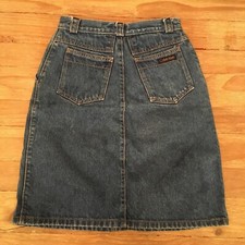 Vintage Calvin Klein 1980s Women Junior 9 Blue Denim Jean Skirt USA