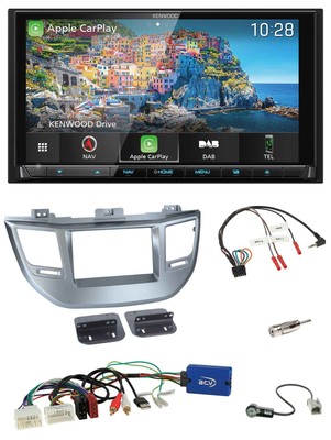 Kenwood Bluetooth Steering Wheel 2DIN USB TMC DAB Navigation for Hyundai Tucson 2015-20